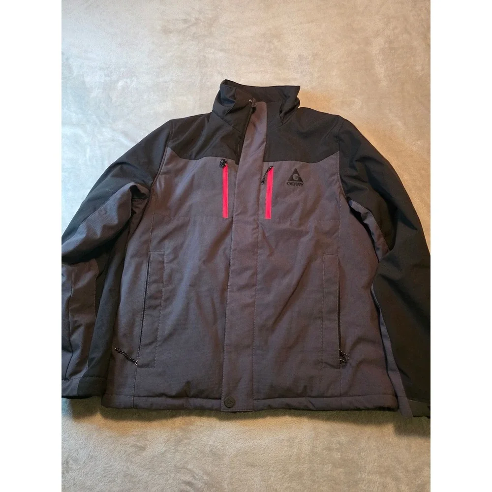 Gerry Jacket Mens Size L Gray Multicolor Ripstop Full Zip Hiking Snow Nature
